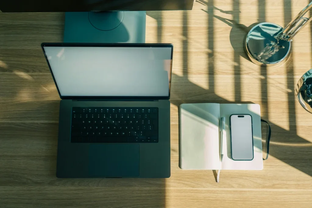Everyday use of gadgets on a work desk